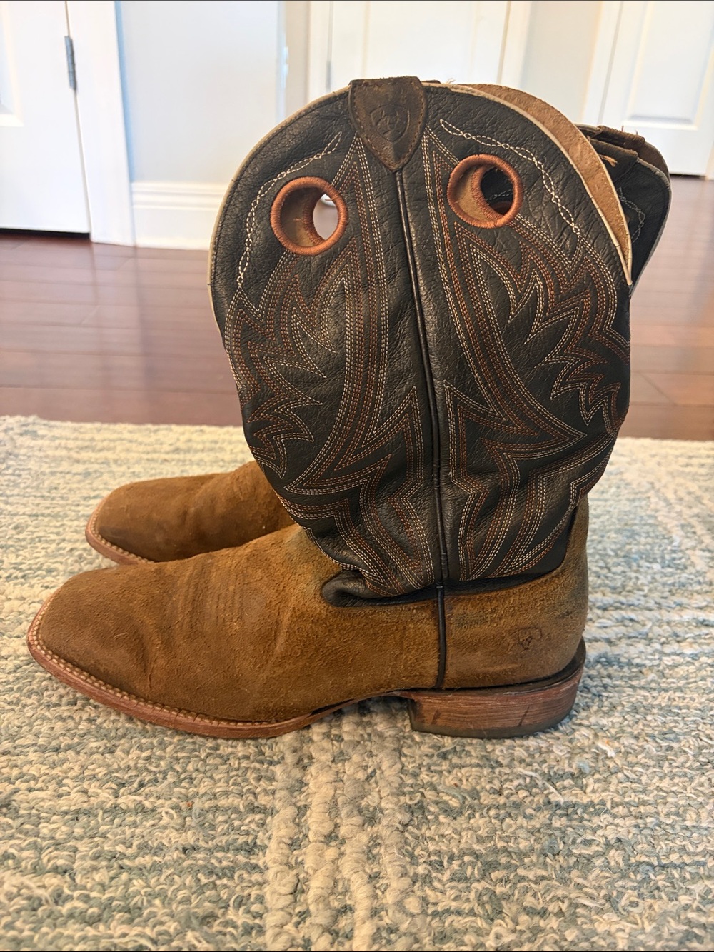 Ariat Brown Suede & Dark Brown Leather Cowboy Boots